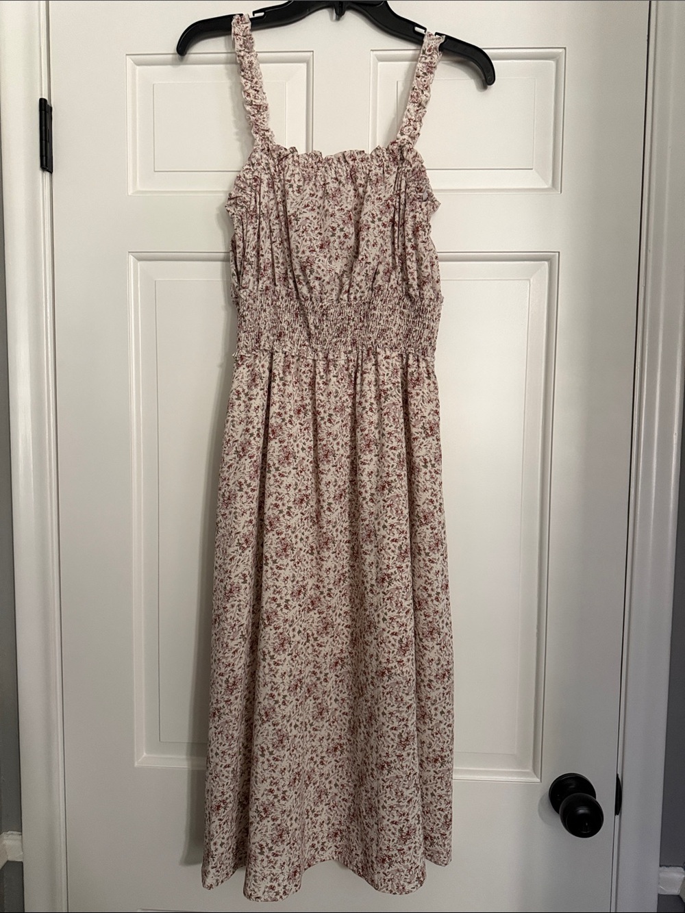Floral Smocked Midi Sundress in Dusty Rose